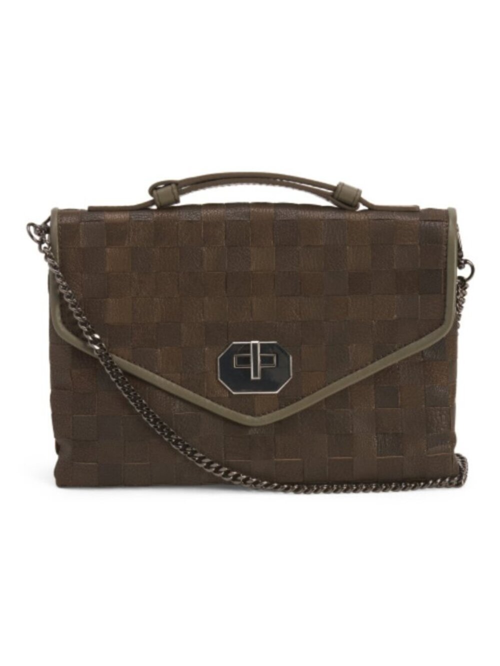 FALOR Made In Italy Leather Woven Small Satchel